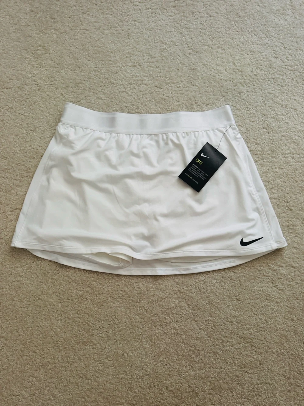Nike White Athletic Skort with Black Swoosh